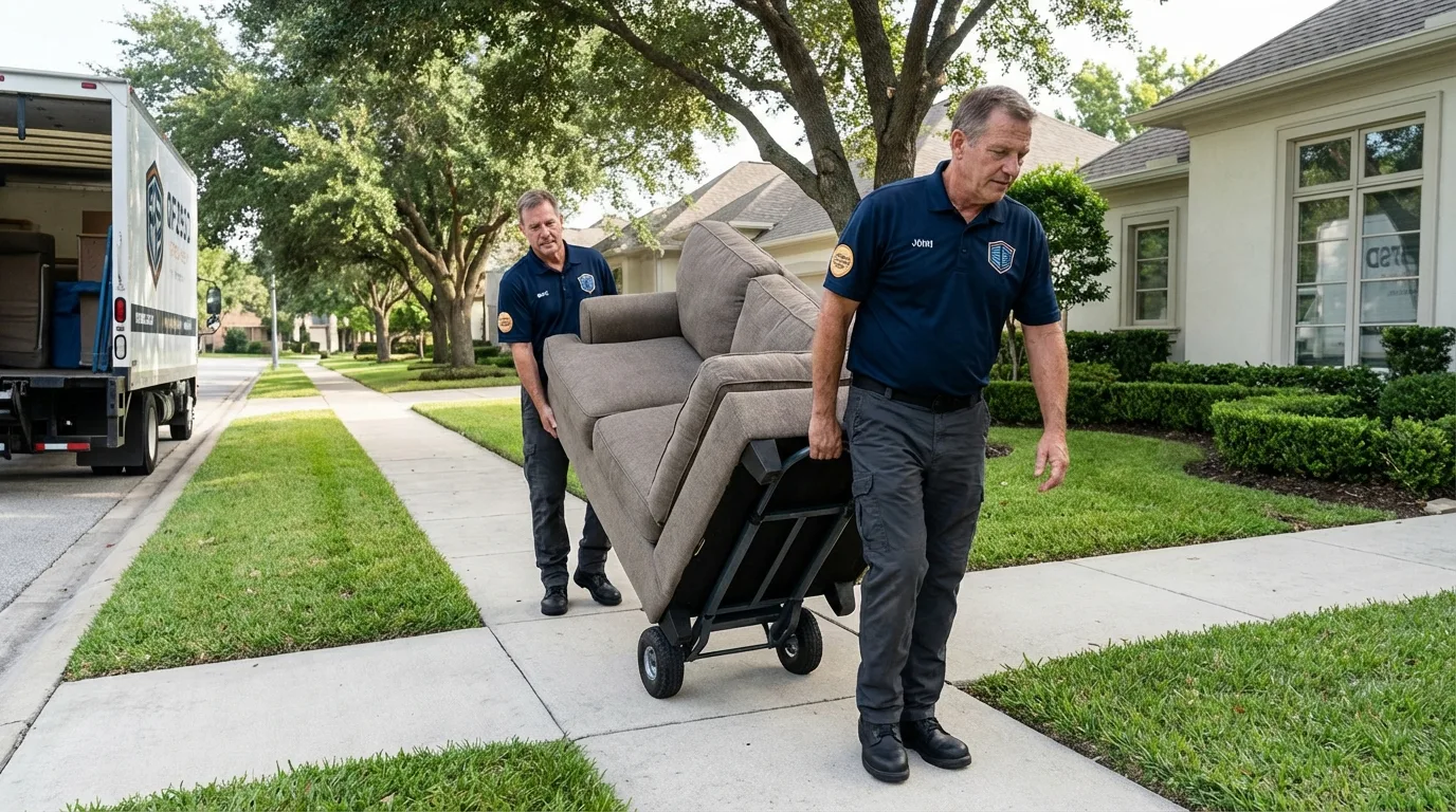 Local residential moving crew loading furniture in Maple Grove, MN